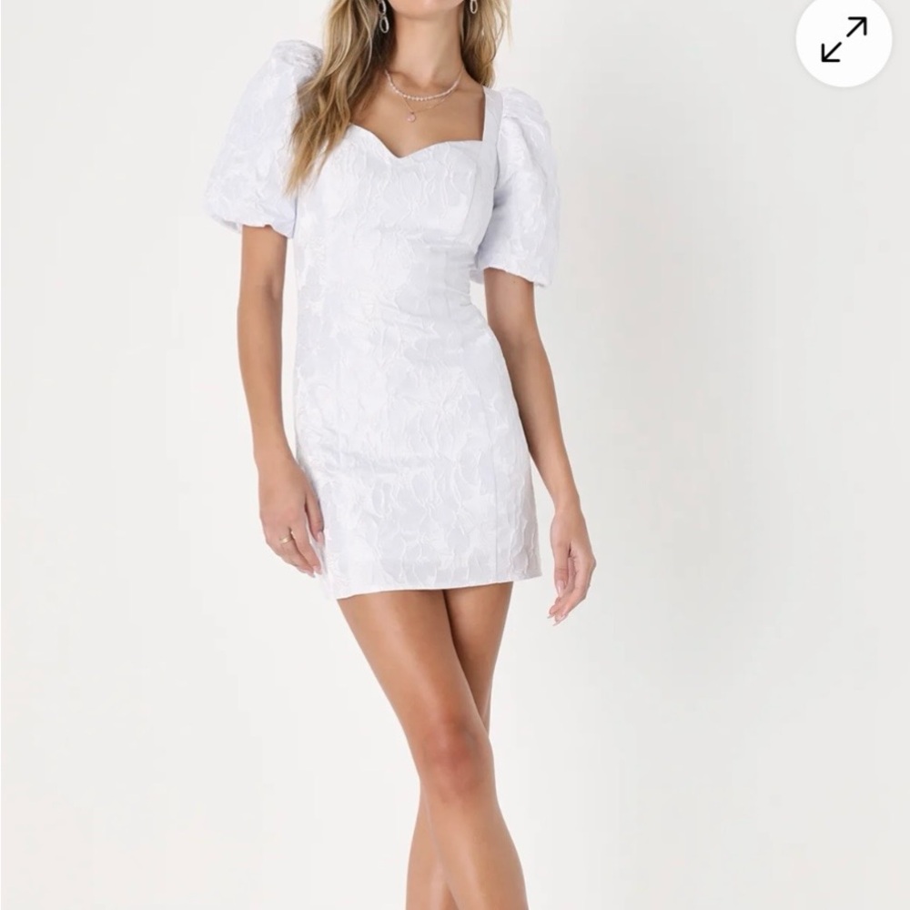 Lulu's White Puff Sleeve Mini Dress